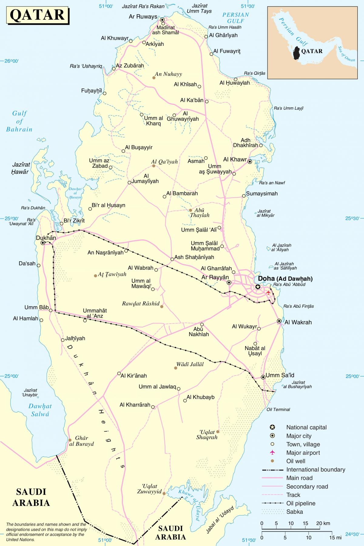 Катар дорожного маршрут на карте