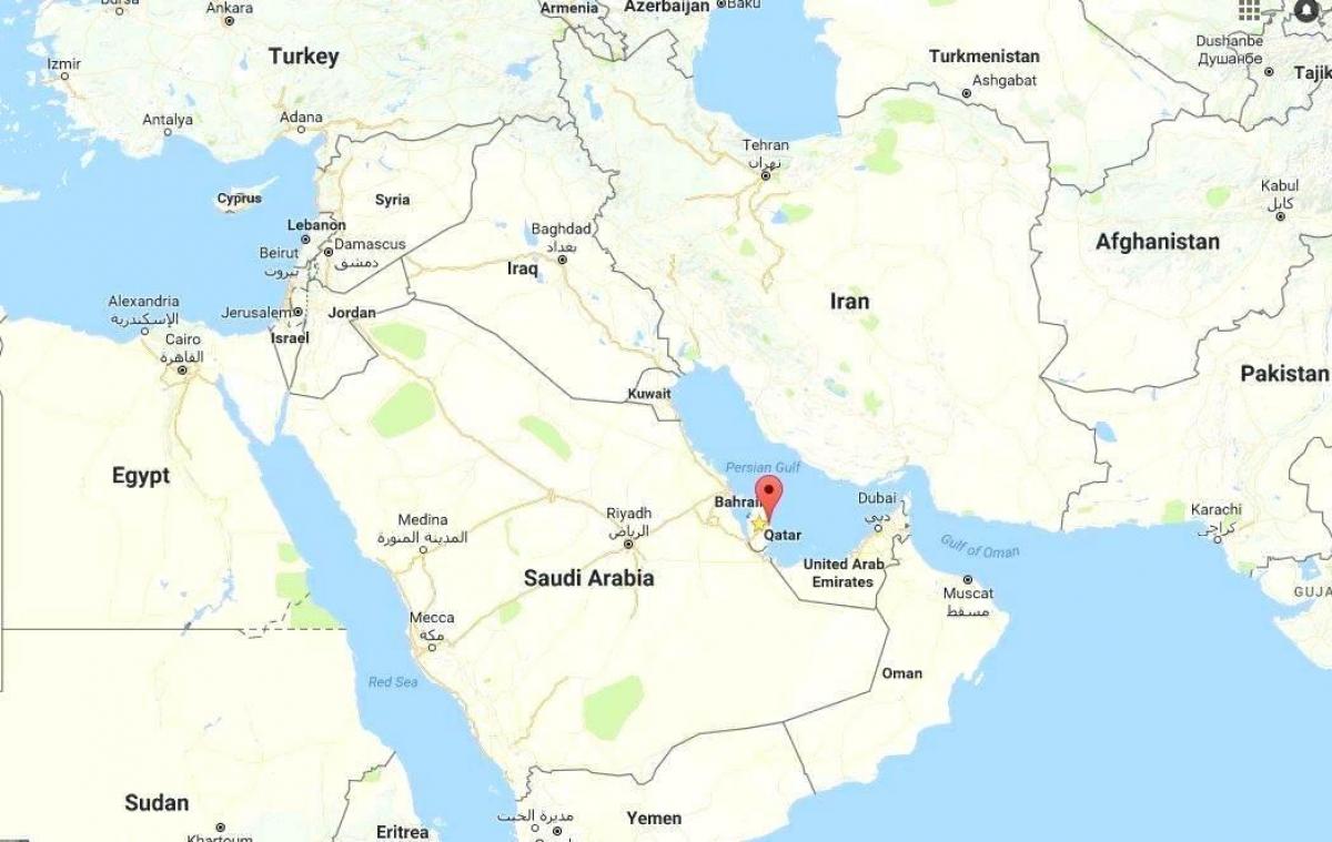 карта мира, показывающая Катар
