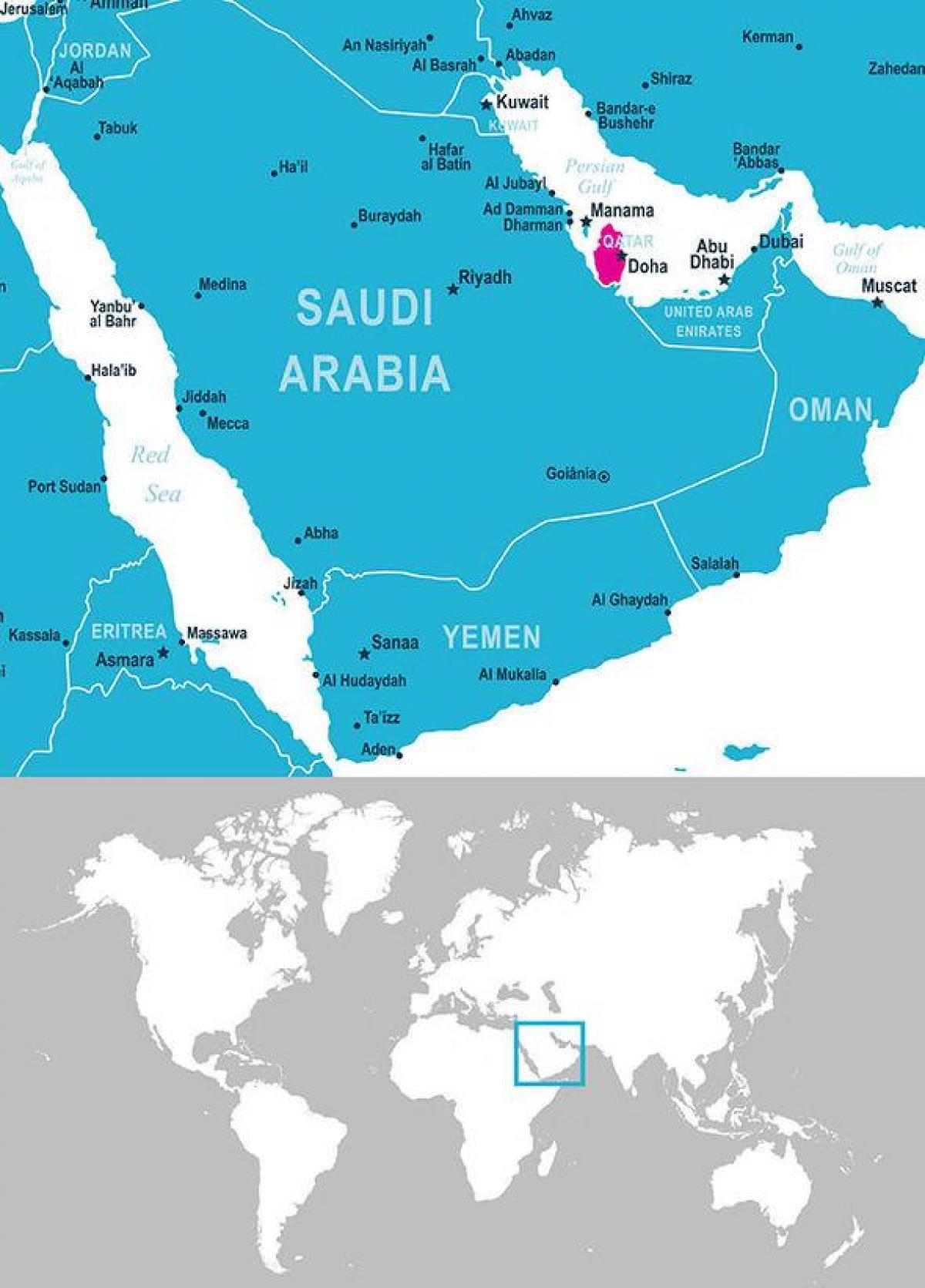 Карта расположения Катар 